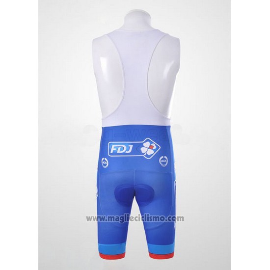 2010 Abbigliamento Ciclismo FDJ Bianco e Celeste Manica Corta e Salopette
